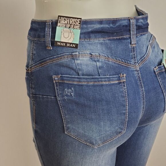 Women's Wax Jean Distressed High Rise Push Up - Picture 3 of 5